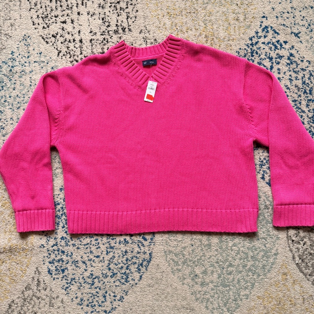 GAP Bright Pink V-Neck Sweater